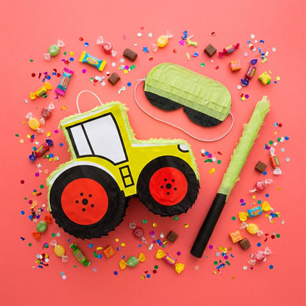 Tractor Piñata Set with Stick & Mask – 40 cm