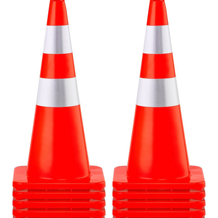 Traffic Cones, 10-Pack 28-Inch PVC Reflective Weighted Base