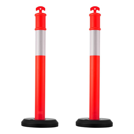 Traffic Delineator Posts, 2 Pack, 1140mm, Reflective, Fillable Base