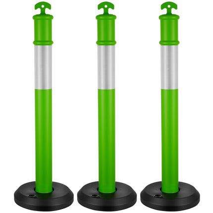 Traffic Delineator Posts 3-Pack, 1140 mm, Reflective, Fillable Base