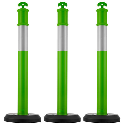 Traffic Delineator Posts 3-Pack, 1140 mm, Reflective, Fillable Base