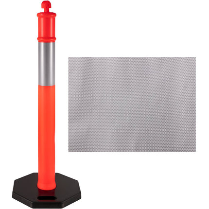 Traffic Delineator Posts, 44-Inch, Rubber Base, 3-Pack