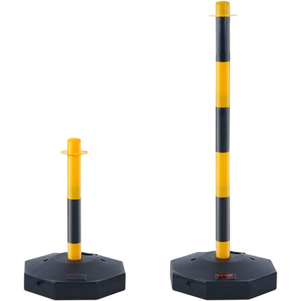 Traffic Delineator Posts, 4 Pack, Fillable Base, 8 ft Chain