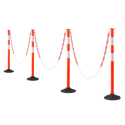 Traffic Delineator Posts, 4 Pack, Weighted Base, Chain