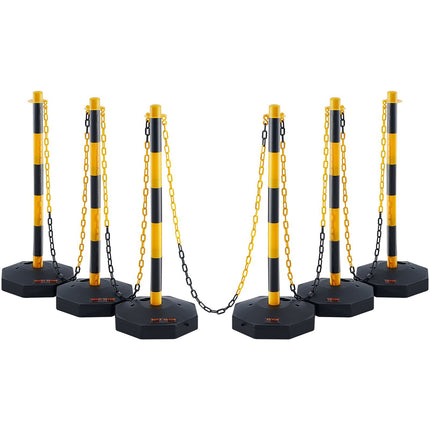 Traffic Delineator Posts, 6-Pack, Fillable Base, Chain