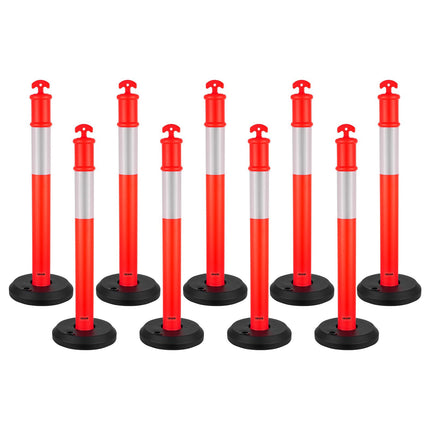 Traffic Delineator Posts, 9-Pack 1140mm Reflective Red