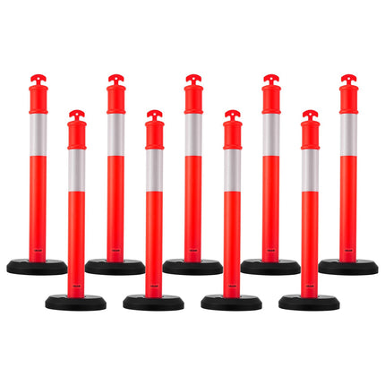 Traffic Delineator Posts, 9-Pack 1140mm Reflective Red