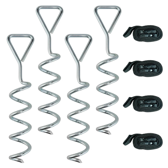 Trampoline Anchor Set, 4 Spiral Stakes, Adjustable Straps