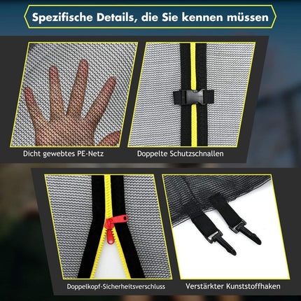 Trampoline Safety Net 427cm, Fits 8 Poles, Zipper Access