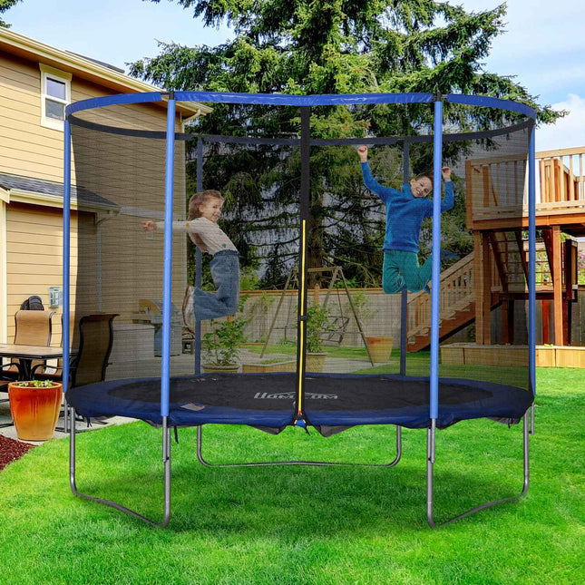 Fitness trampoline with safety net, blue/black, Ø305 cm