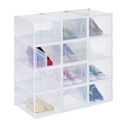 Transparent Shoe Storage Boxes, Set of 12