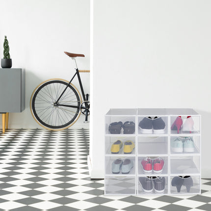 Transparent Shoe Storage Boxes, Set of 12