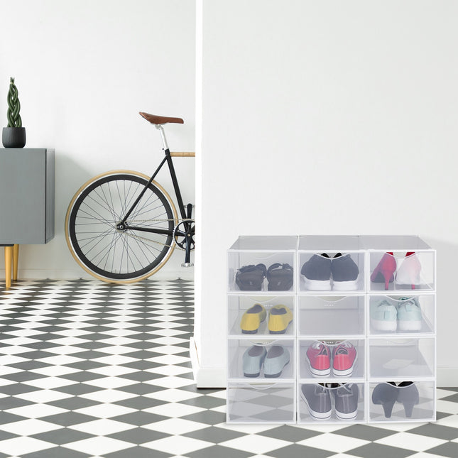 Transparent Shoe Storage Boxes, Set of 12