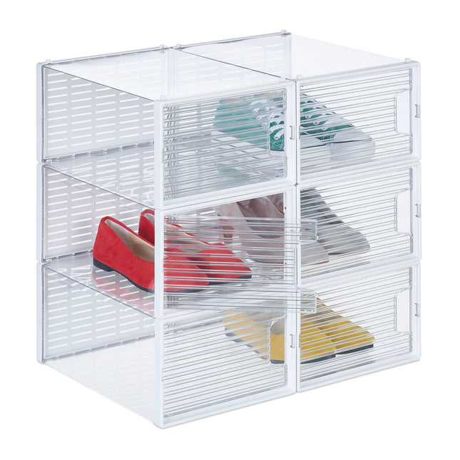 Transparent Shoe Storage Boxes, Set of 6