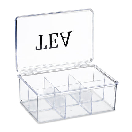Transparent tea box with 6 compartments