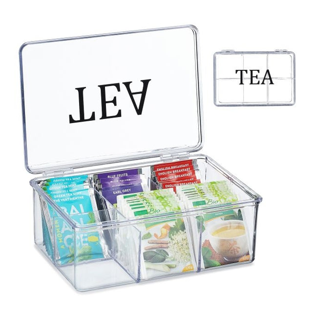 Transparent tea box with 6 compartments