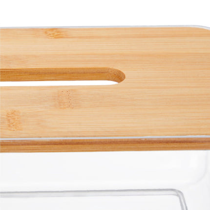 Transparent tissue box with bamboo lid