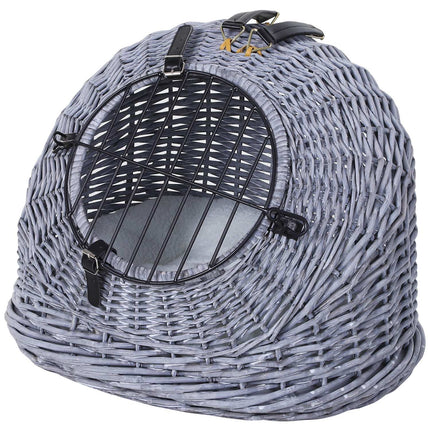 Wicker pet carrier - Grey, 47x35x35 cm