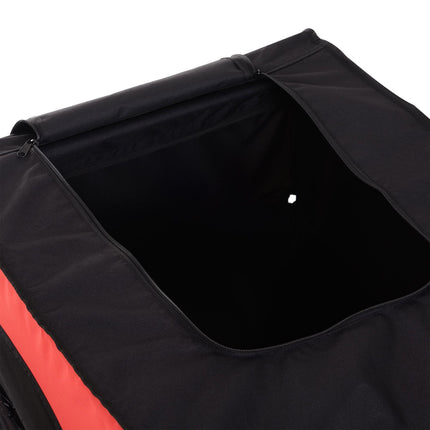 Red-black bicycle cargo trailer, transport storage