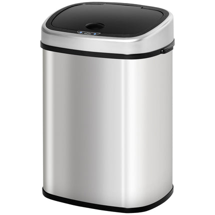 48L waste bin in stainless steel with infrared sensor, silver