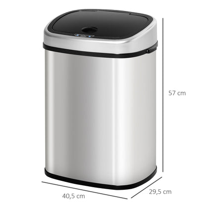 48L waste bin in stainless steel with infrared sensor, silver