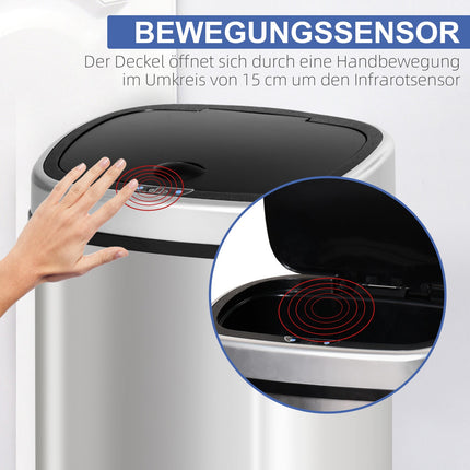 Automatic 58L waste bin in stainless steel with sensor