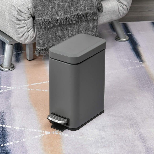 Trash Can Pedal Bin 5L With Lid and Inner Bin, Grey