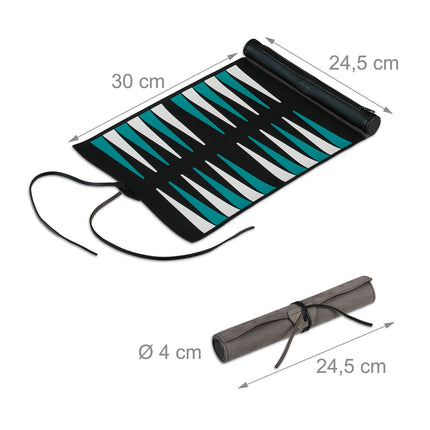 Travel Backgammon Set, Roll-Up Leather Look
