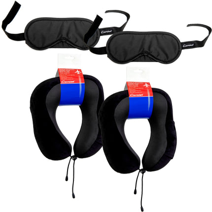 Travel Kit with 2 Neck Pillows & 2 Sleep Masks