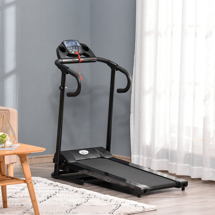 Foldable electric treadmill, 500W, LCD, Phone holder, Black