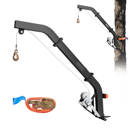 Tree Mounted Deer Hoist, 353 lb Hand Winch, Ratchet Strap
