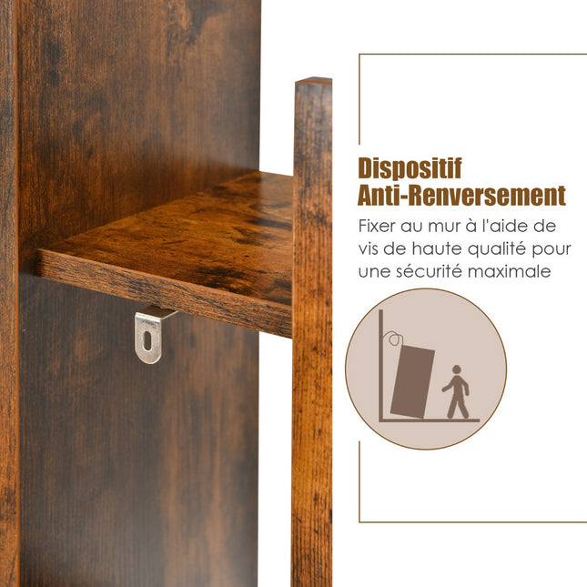 Tree-Shaped Bookshelf, 8-Tier Storage, Anti-Tip, Brown