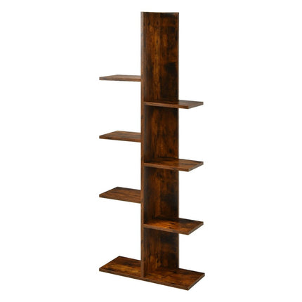 Tree-shaped bookcase with 8 shelves, free-standing shelf, office shelf, 50 x 20 x 141 cm, brown