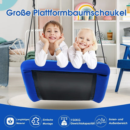 Tree swing nest swing with adjustable rope outdoor swing 83 x 155 cm blue