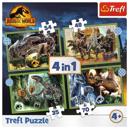 Trefl Jurassic Word Puzzle 4 In 1 Set 35 48 54 70 Pcs