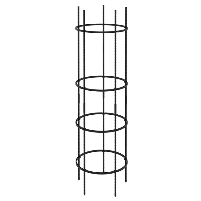Black steel 4-layer plant holder and tomato cage for balcony garden