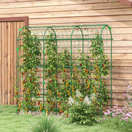 Adjustable plant trellis in steel with net for garden, balcony