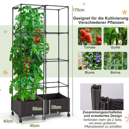 Trellis with flower box on wheels Height-adjustable garden obelisk 40 x 40 x 170 cm