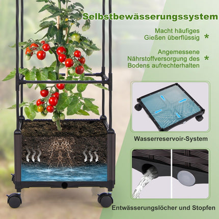 Trellis with flower box on wheels Height-adjustable garden obelisk 40 x 40 x 170 cm