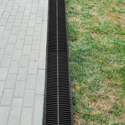 Trench Drain Kit, 3-Pack HDPE Channel With Plastic Grates