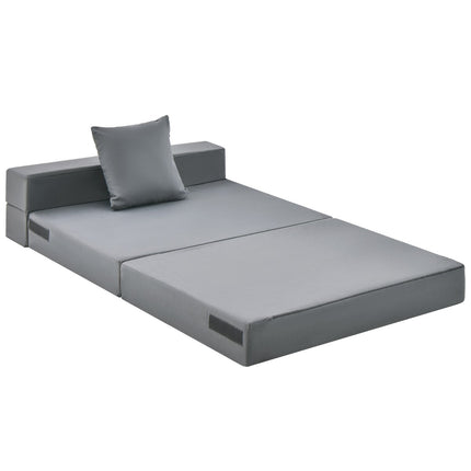 Tri-Fold Sofa Bed Mattress, 6-Inch, With Pillow, Dark Gray
