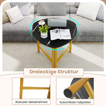 Triangular Coffee Table with Metal Legs, Rustic Brown