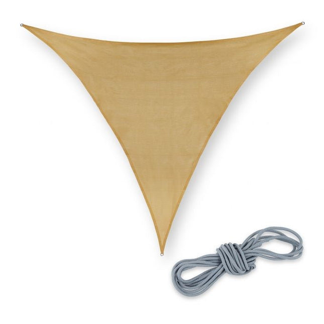 Triangular sand-colored polyethylene sun sail