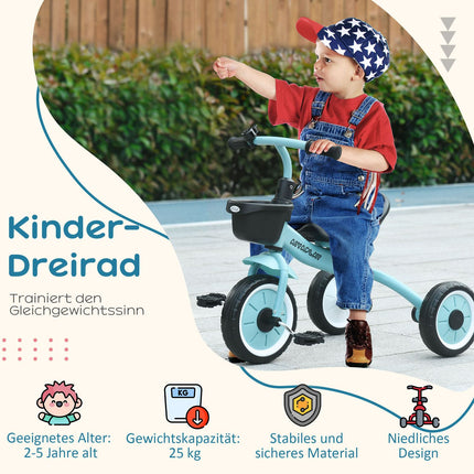 Tricycle for children with adjustable seat and basket, 2-5 years
