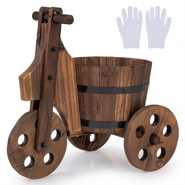 Tricycle Planter, Fir Wood, Wheels, Storage Box