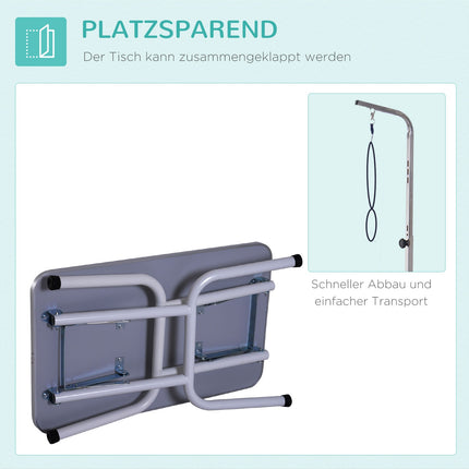 Black foldable dog grooming table, metal frame, 81x48x80 Cm