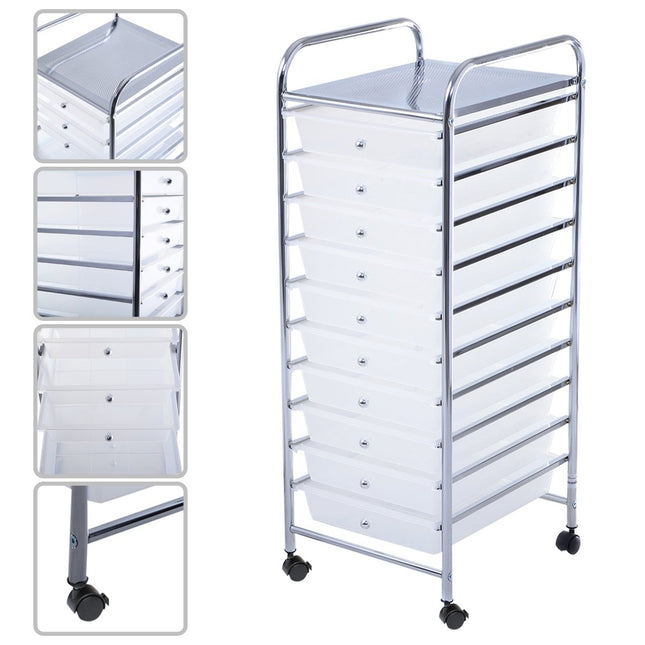 Trolley with drawers Roll container bathroom trolley bathroom trolley with 10 stackable drawers-transparent