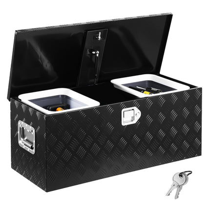 Truck Bed Tool Box, Aluminum, Lock, Sliding Shelf, 35.4 In