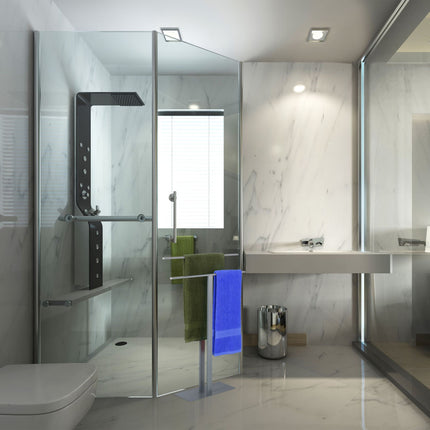 T-shaped gray towel rack