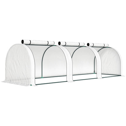 Tunnel Greenhouse with 3 Zipper Windows, Steel Frame, 295x100x80 cm